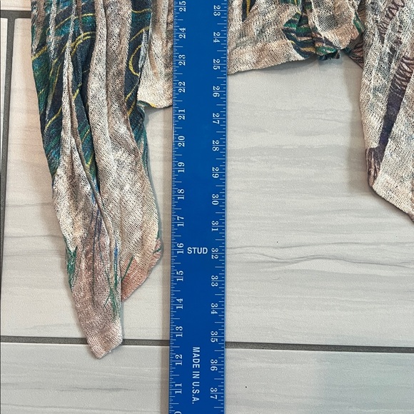 Cookies Clothing Co. Hawaii Tan and Green Peacock Feather Open Cardigan - Size S - Picture 6 of 8